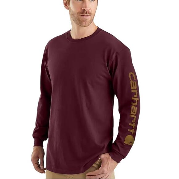Carhartt Relaxed Heavyweight Long-Sleeve Graphic Tee, Maroon, Work, Casual, 3X - Picture 1 of 13